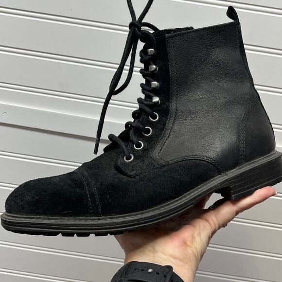 The Rail Norwood Cap Toe Suede & Leather Side Zip & Front Lace Up Boots Size 41 - Picture 3 of 12